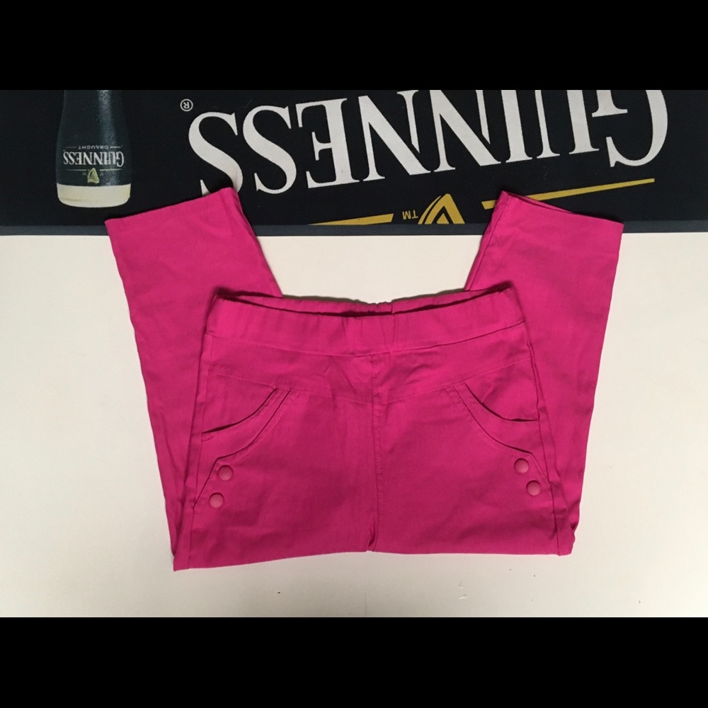 Fuschia Elastic Skinny Pencil Capris